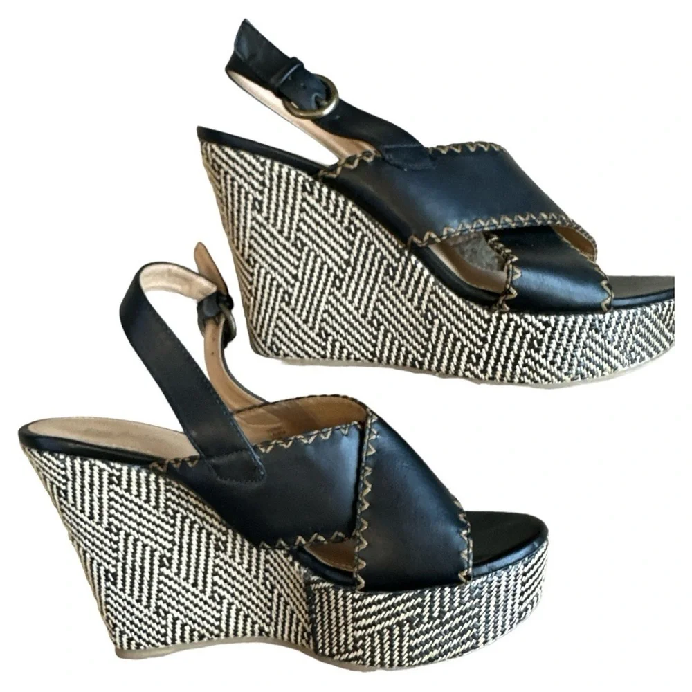 Eva & Zoe size 9.5, platform shoes, all man made - leather look, black brown